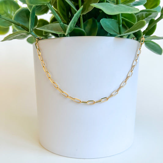 Mini Priscilla Paper Clip Chain Necklace - Gold Filled