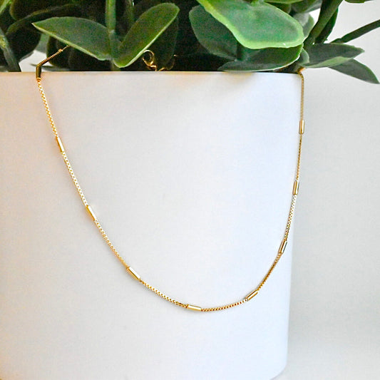 Gretta Tube Chain Necklace - Gold Filled