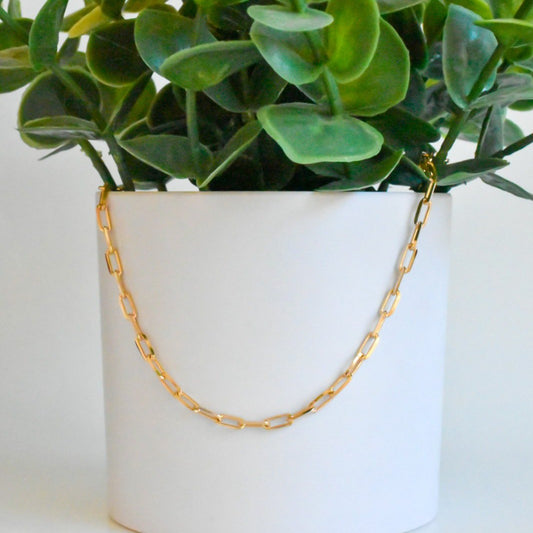 Priscilla Paper Clip Chain Necklace - Gold Filled